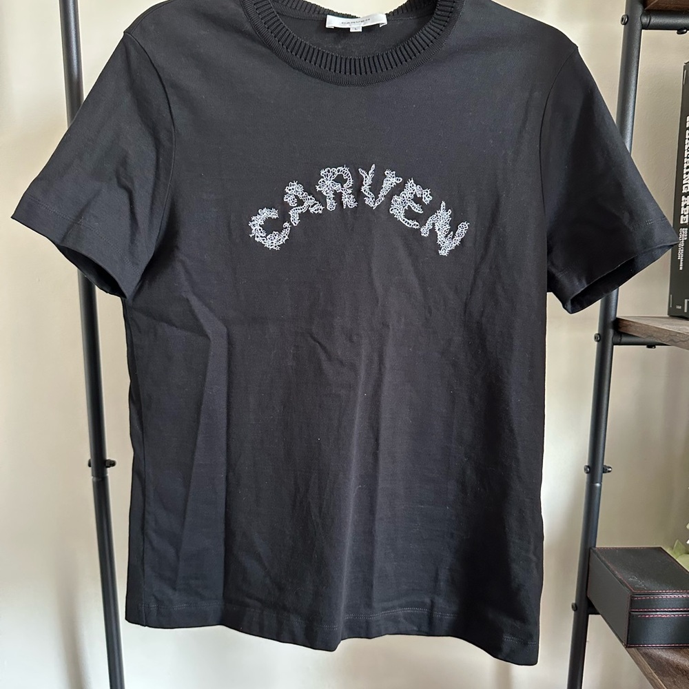 Carven Black Embroidered Tee